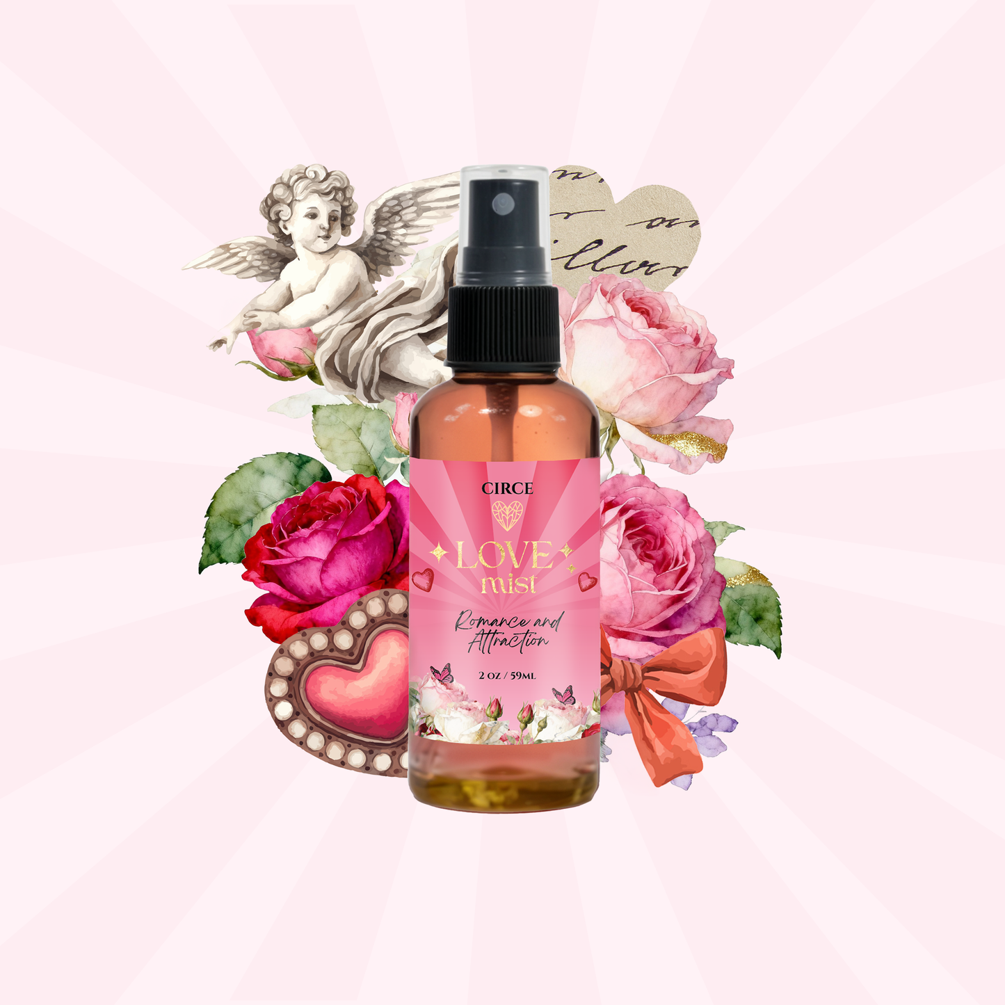 Love Attraction Mist – Rose & Jasmine Heart Energy Spray 2 oz