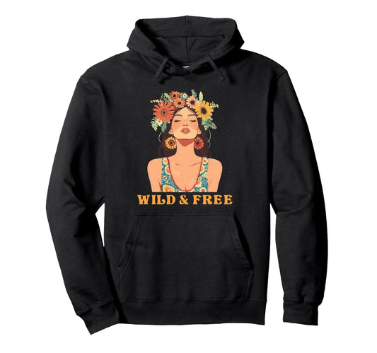 Wild And Free Bohemian Boho Hippie Hoodie - Trendy Graphic Unisex