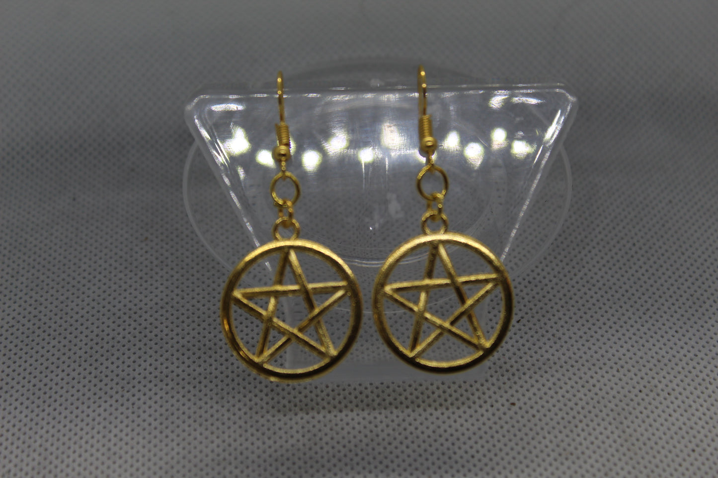 Gold Pentacle Drop Earrings