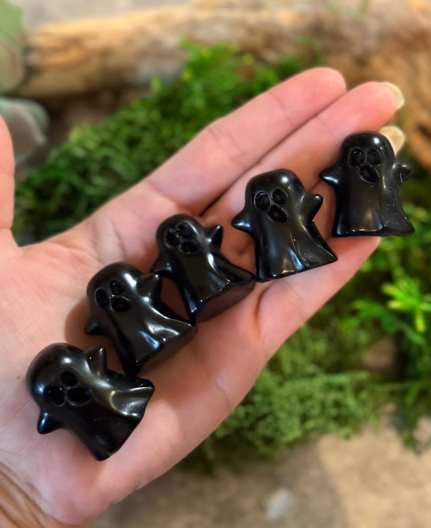 Black Obsidian Crystal Ghost – Halloween Figurine, Halloween Decor