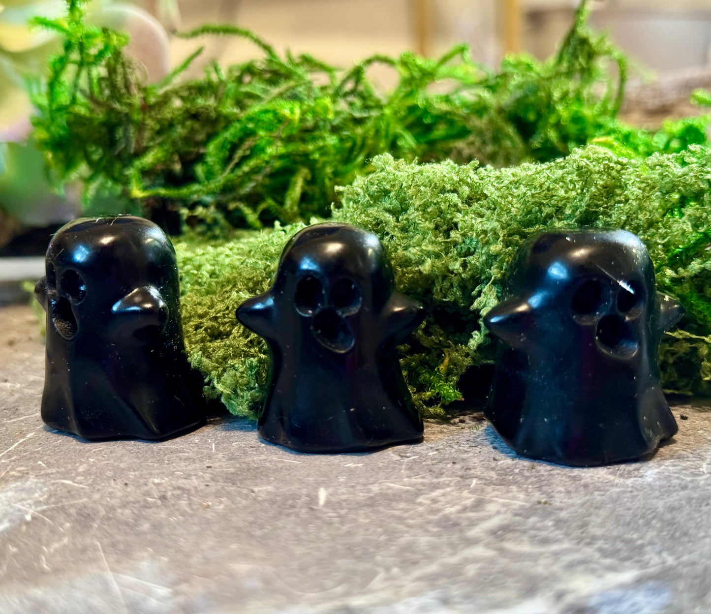 Black Obsidian Crystal Ghost – Halloween Figurine, Halloween Decor