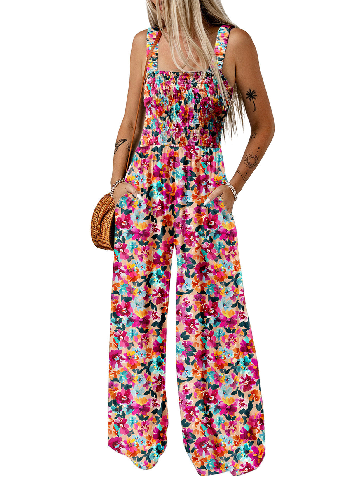 Women's Bohemian Spaghetti Strap Printed Jumpsuit Pants