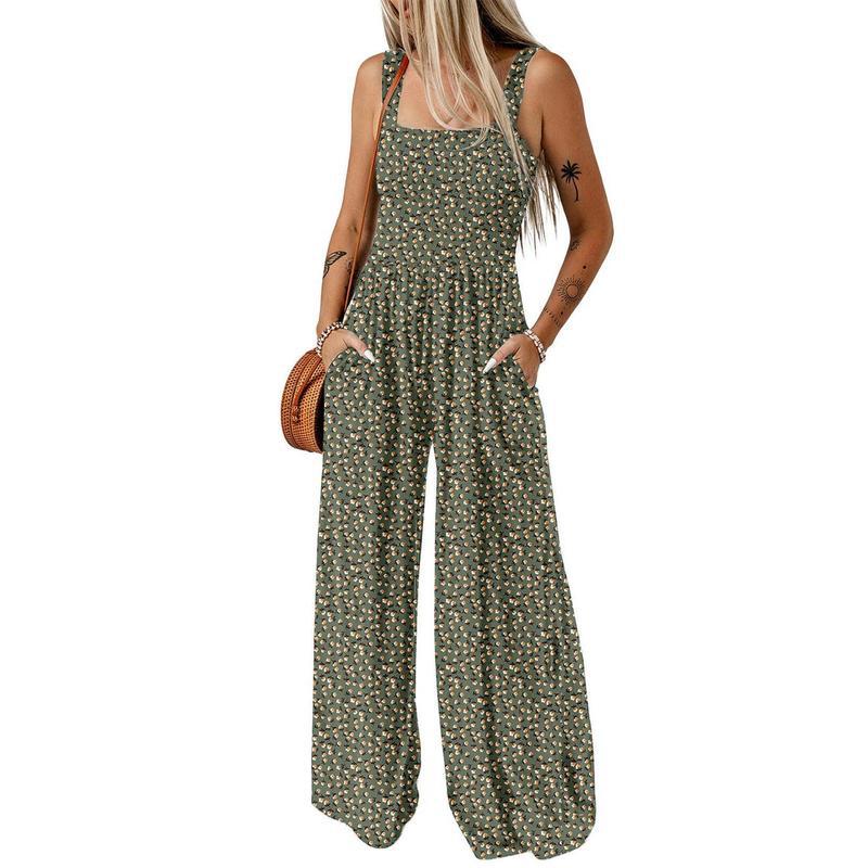 Women's Bohemian Spaghetti Strap Printed Jumpsuit Pants