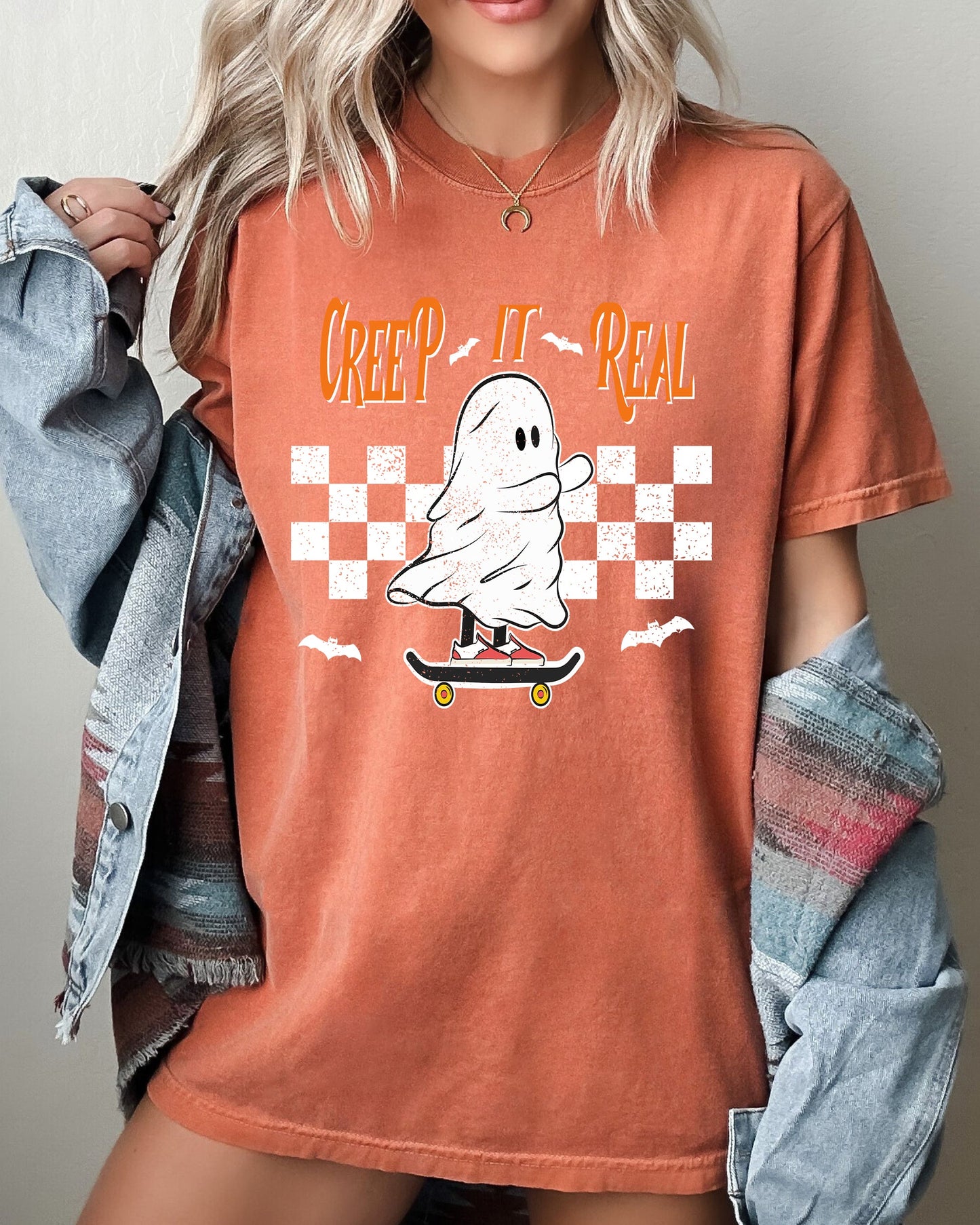 Creep It Real Ghost Skeleton Spooky Witch Halloween Costume T Shirt Comfort Colors Tee