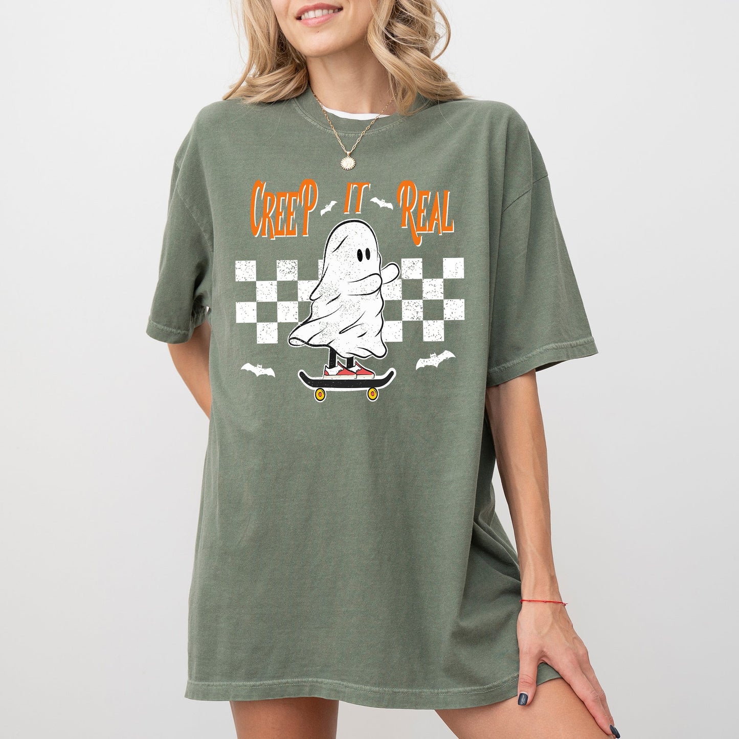 Creep It Real Ghost Skeleton Spooky Witch Halloween Costume T Shirt Comfort Colors Tee