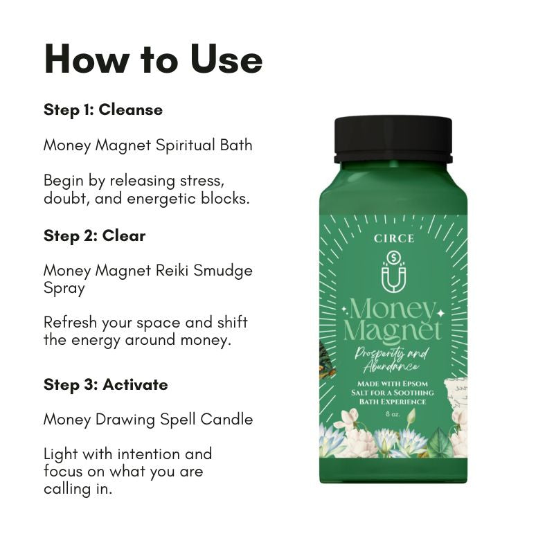 Money Magnet Ritual Set – Candle, Smudge Spray & Prosperity Bath