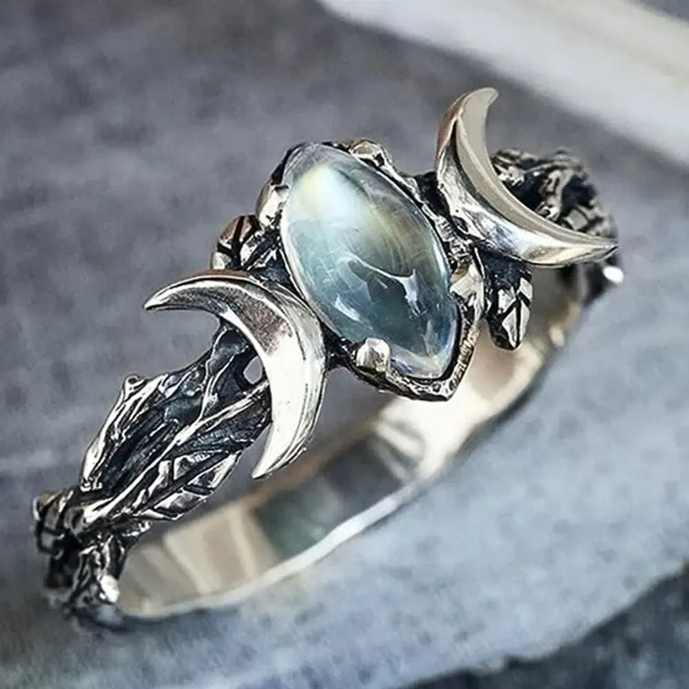 Triple Moon Crescent Ring — Maiden, Mother & Crone