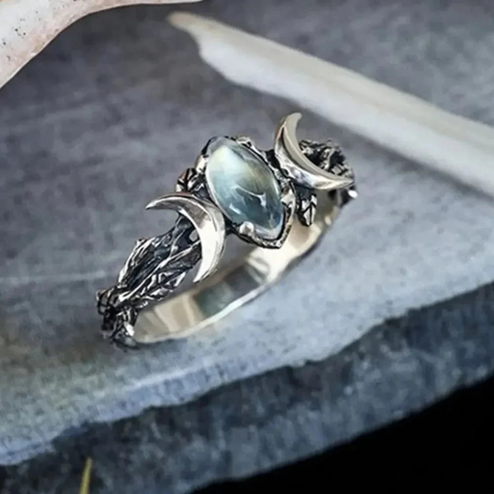 Triple Moon Crescent Ring — Maiden, Mother & Crone