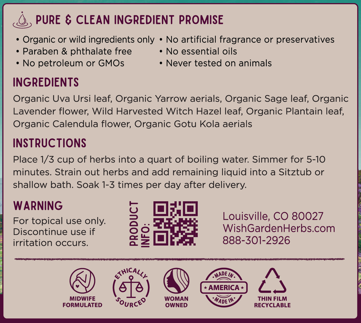 AfterBirth Sitzbath, Postpartum Herbal Soak