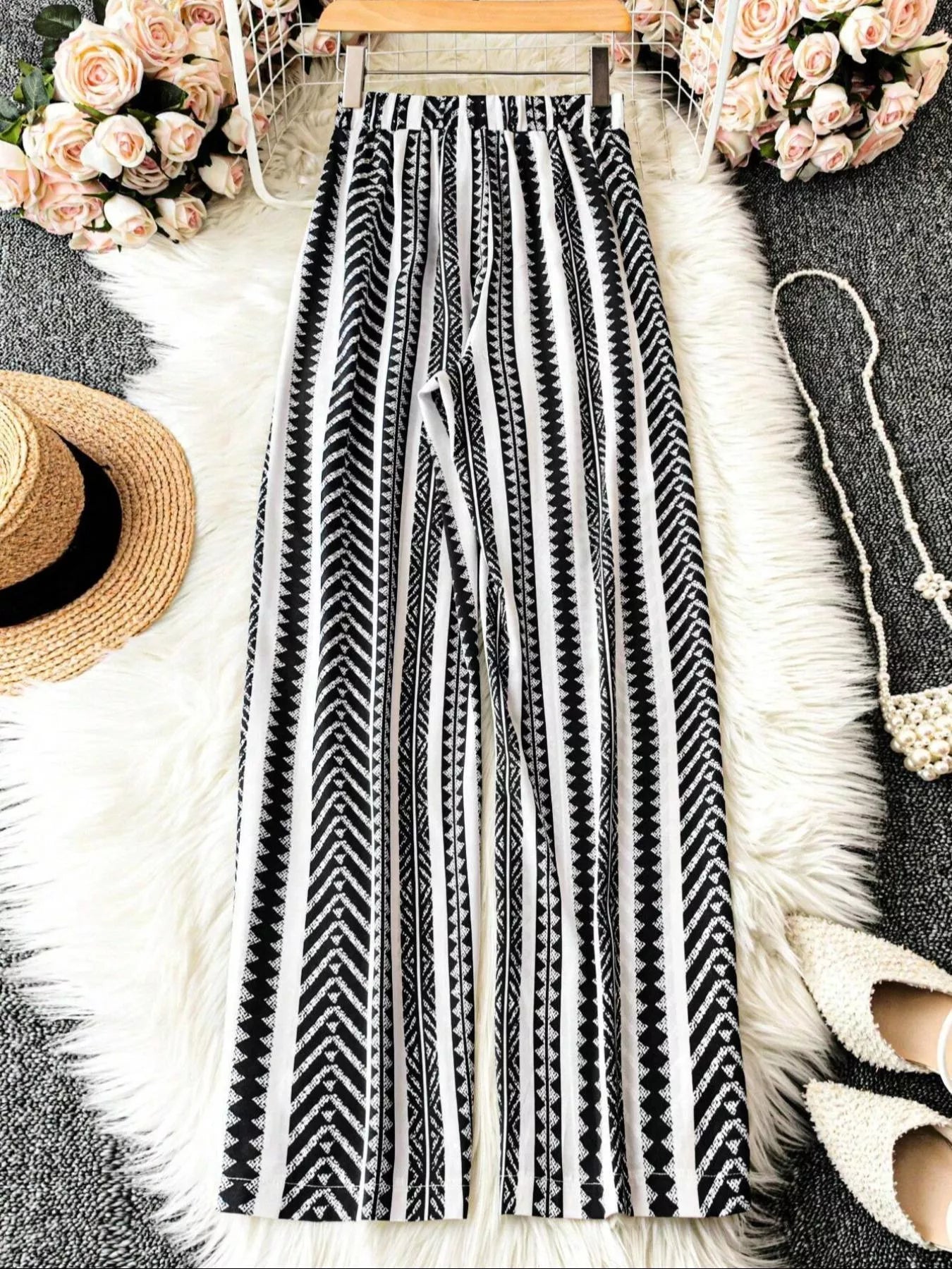 Boho Print Wide Leg Pants