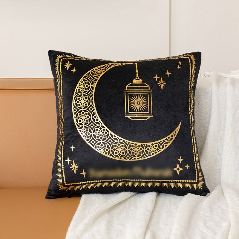 Eid Moon Hot Stamped Short Plush Pillow Cover (MR076)