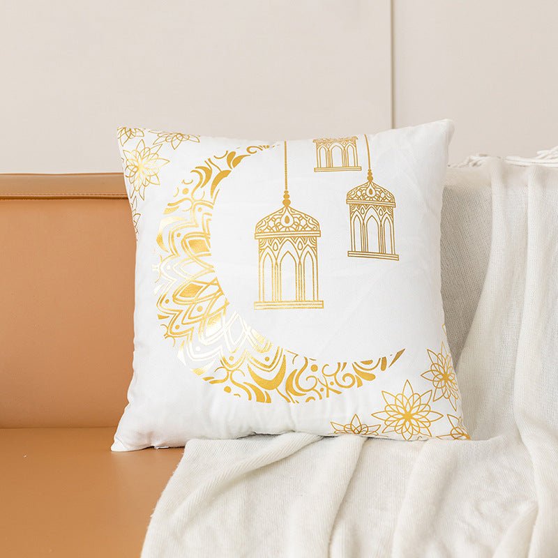 Eid Moon Hot Stamped Short Plush Pillow Cover (MR076)