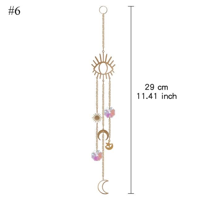 Home Decor Crystal Sun-catchers Window Pendant Hanging Curtain Wind-chimes Light Catcher Star Moon Pendant Rainbow Wind Chime Prisms Wind Chime Hanging Ornaments For Garden Home Christmas Decorations Gift