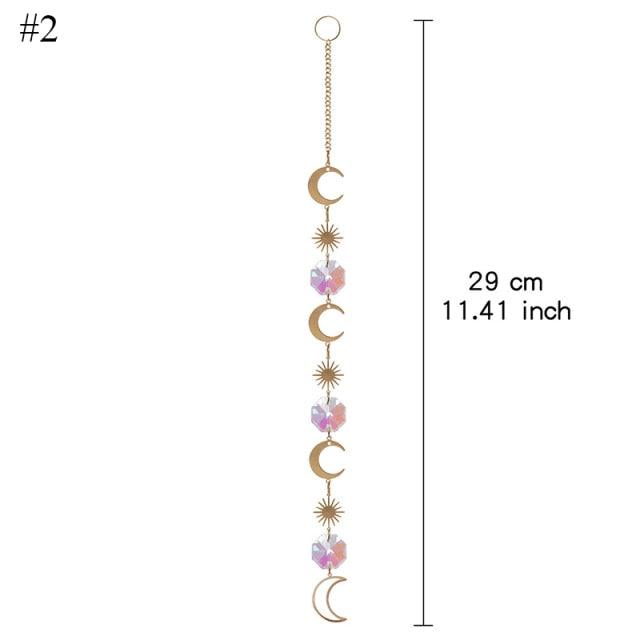 Home Decor Crystal Sun-catchers Window Pendant Hanging Curtain Wind-chimes Light Catcher Star Moon Pendant Rainbow Wind Chime Prisms Wind Chime Hanging Ornaments For Garden Home Christmas Decorations Gift