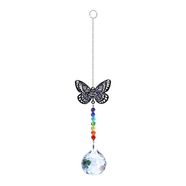 Metallic Hoop Moon Sun Catcher Hanging Crystal Pendant Chandelier Lamps Light Crystals Glass Pendants Light Rainbow Maker Wind Chime Hanging Drop Gift of Good Luck Garden Decor Hanging Ornament For Home Decoration
