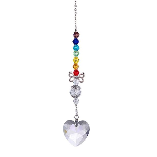 Metallic Hoop Moon Sun Catcher Hanging Crystal Pendant Chandelier Lamps Light Crystals Glass Pendants Light Rainbow Maker Wind Chime Hanging Drop Gift of Good Luck Garden Decor Hanging Ornament For Home Decoration