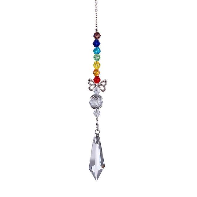 Metallic Hoop Moon Sun Catcher Hanging Crystal Pendant Chandelier Lamps Light Crystals Glass Pendants Light Rainbow Maker Wind Chime Hanging Drop Gift of Good Luck Garden Decor Hanging Ornament For Home Decoration