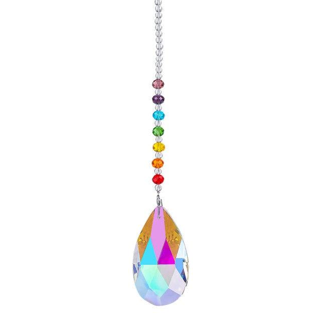 Metallic Hoop Moon Sun Catcher Hanging Crystal Pendant Chandelier Lamps Light Crystals Glass Pendants Light Rainbow Maker Wind Chime Hanging Drop Gift of Good Luck Garden Decor Hanging Ornament For Home Decoration
