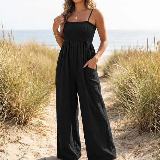 Boho Spaghetti Strap Wide-Leg Jumpsuit