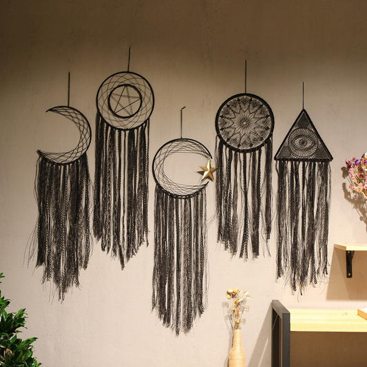 Nordic Evil Eye Dream Catcher Home Room Decor Moon Design Feather Wall Hanging Ornament Black Room Decoration For  Farmhouse  College Dorm Wind Chimes Gift Festival Decorations Photography