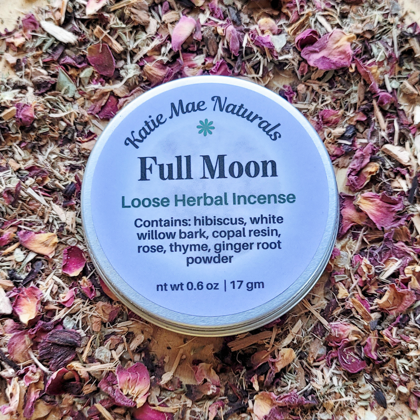 Full Moon Herbal Incense – Rose Hibiscus Copal Blend for Lunar Rituals, Intuition & Reflection