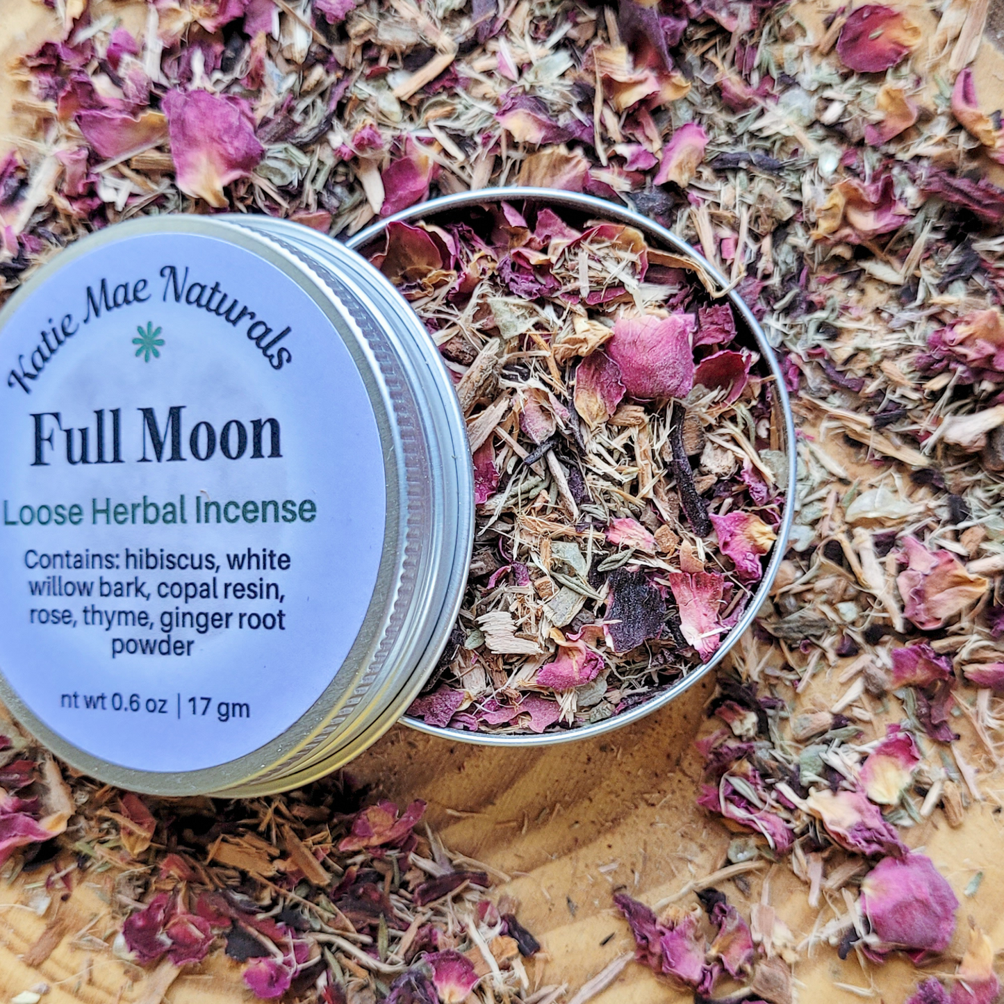 Full Moon Herbal Incense – Rose Hibiscus Copal Blend for Lunar Rituals, Intuition & Reflection