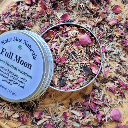 Full Moon Herbal Incense – Rose Hibiscus Copal Blend for Lunar Rituals, Intuition & Reflection